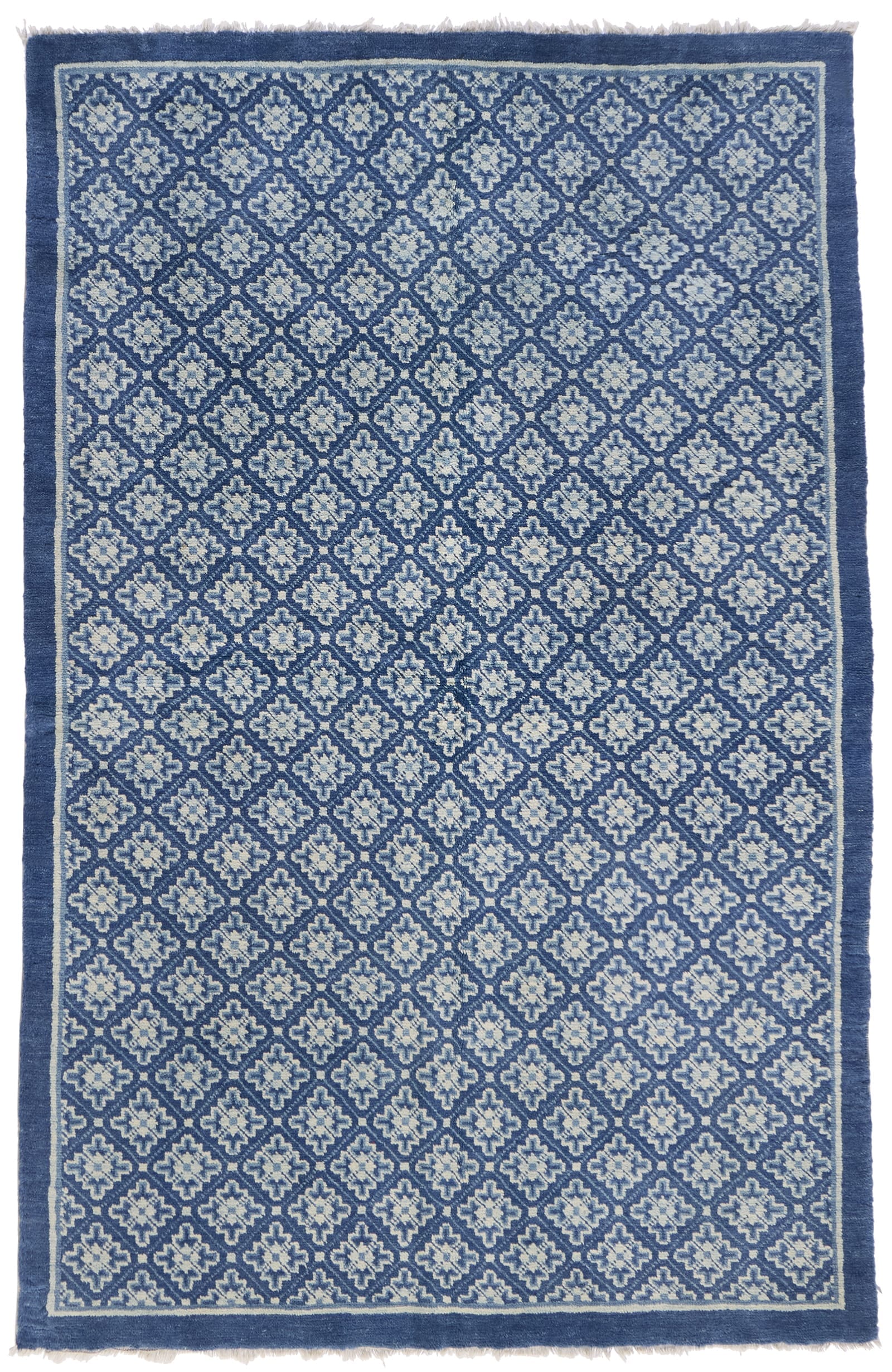 ANTIQUE CHINESE PAO TAO LIGHT BLUE BROCADE 4' 2'' x 6' 2''