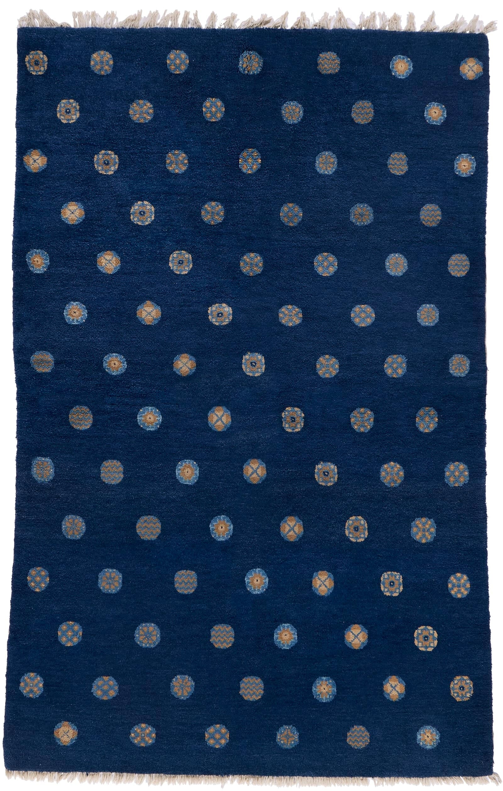 ANTIQUE CHINESE PAO TAO BLUE - BALLS 4' 2'' x 6' 7''