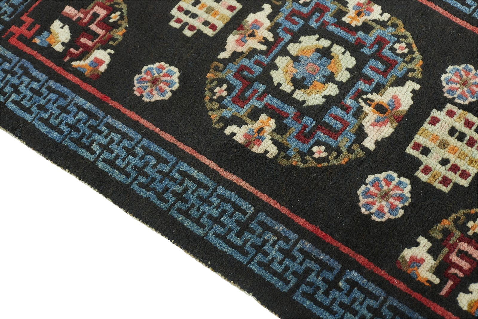 ANTIQUE TIBETAN KHADEN 1' 9" x 2' 9" 19th C Rug Detail 1