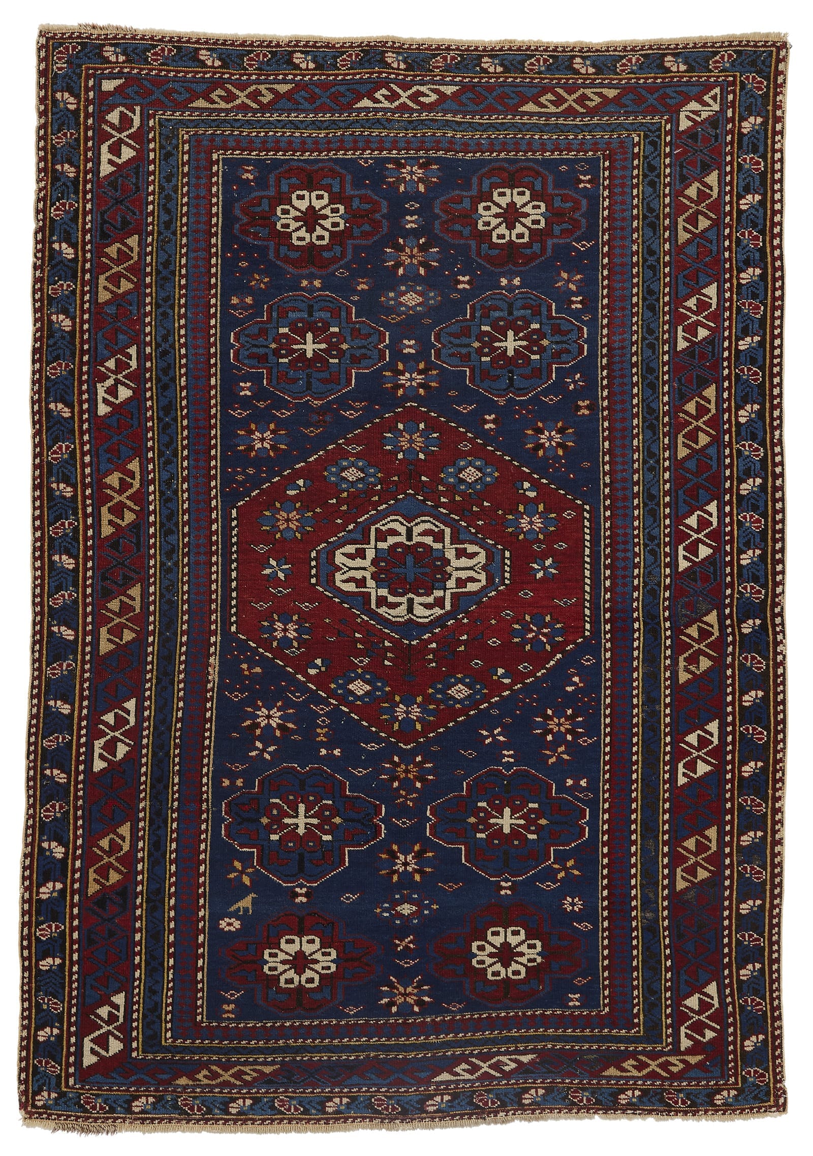 SHIRVAN ANTIQUE BLUE RUG 3'7" X 5'3" END OF 19TH C.