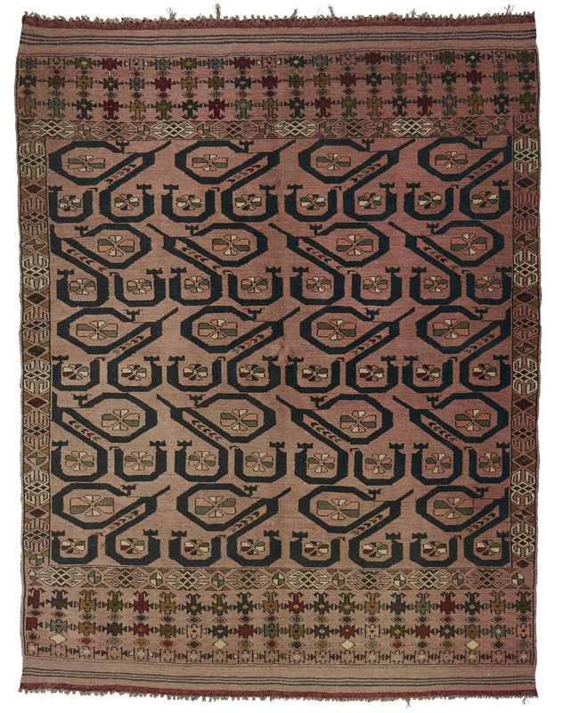 ANTIQUE AFGHAN 4x5 AREA RUG