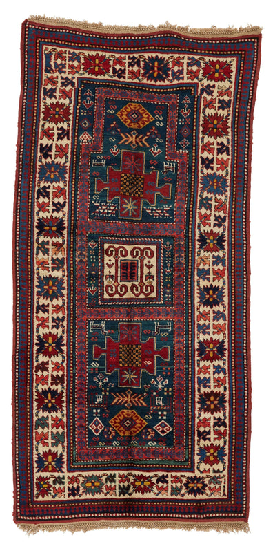 KARACHOV KAZAK ANTIQUE RUG (LATE 19TH C.) 3' 6