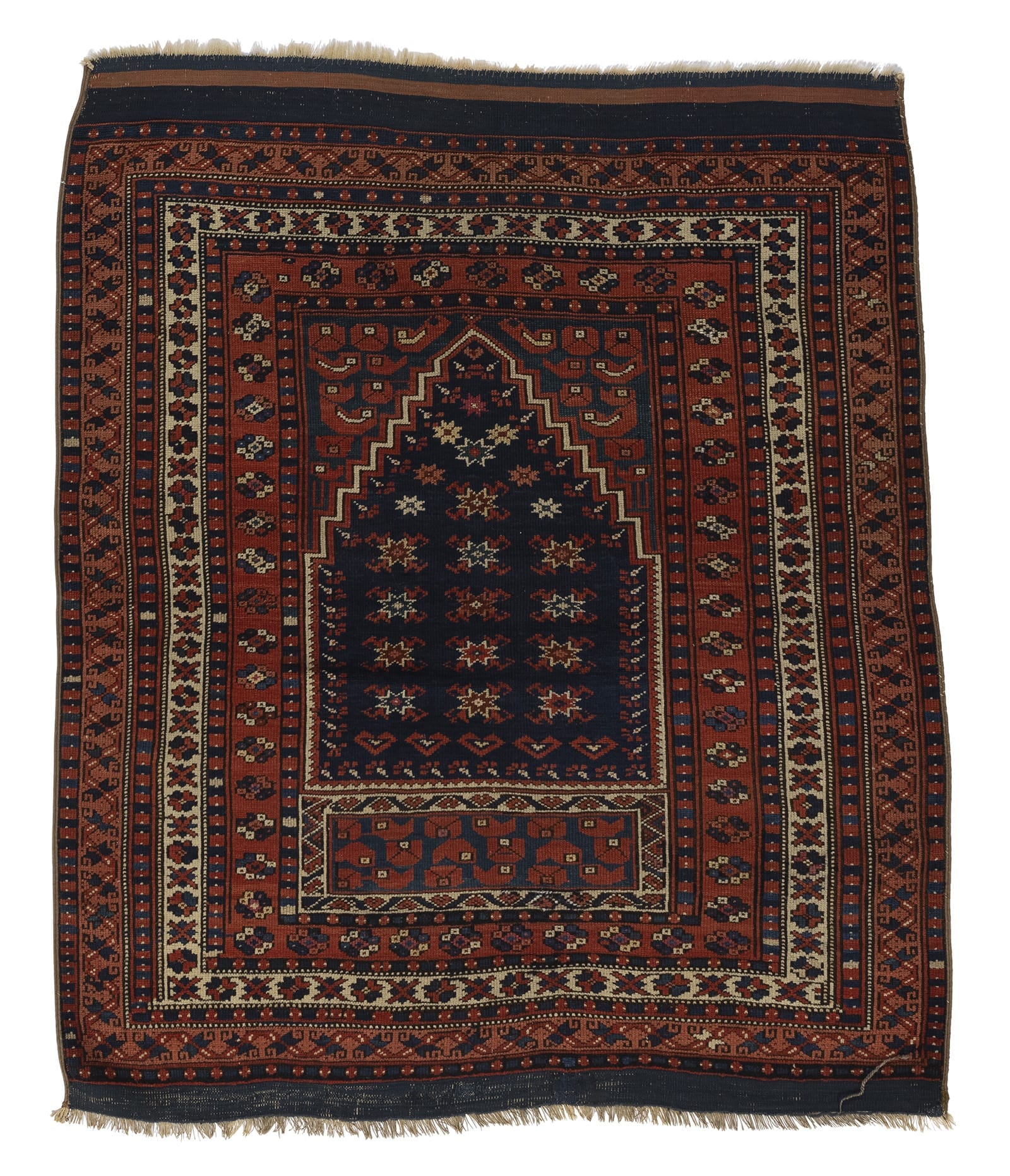 ANTIQUE YACGIBEDIR PRAYER RUG 3'4" X 4'1"
