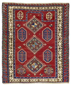 BORDJALOU KAZAK PRAYER RUG ANTIQUE 3' 11