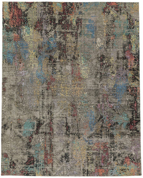 City Lights IV Black hand knotted area rug design by Tufenkian