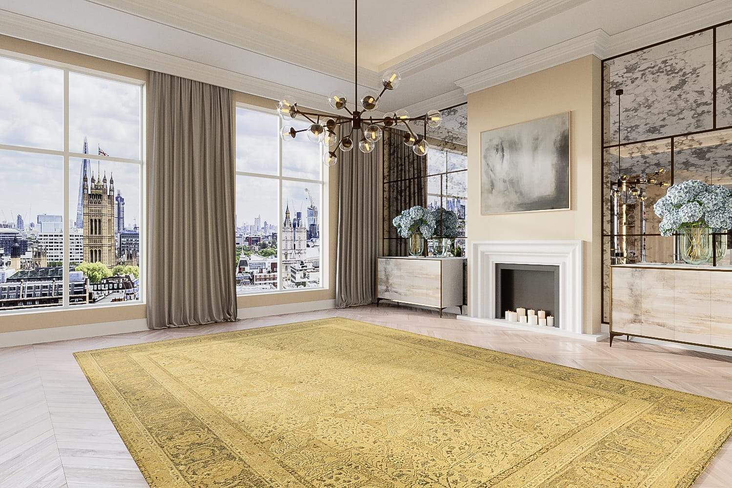 MAHABAD PARCHMENT SHEARED Product Tufenkian Artisan Carpets Lifestyle room-image