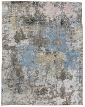 Niche Charcoal hand knotted area rug design by Tufenkian